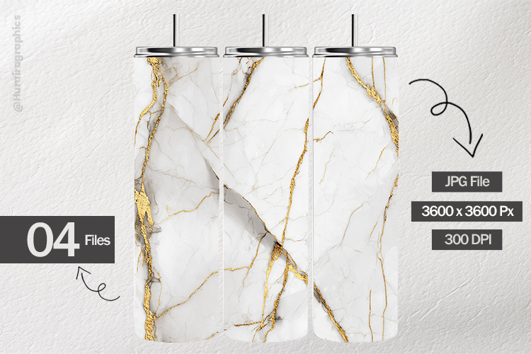 Imperial White Gold Marble Digital Papers - 04 Variations