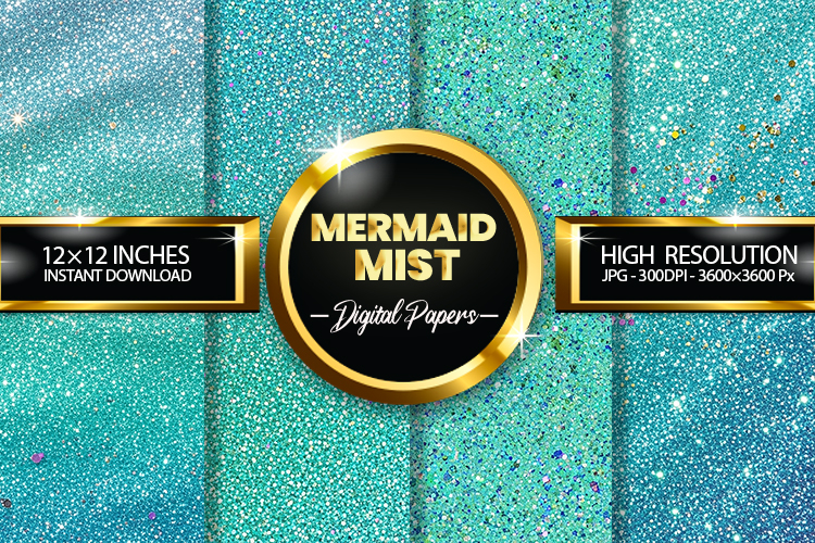 Mermaid Mist Digital Papers - 04 variations