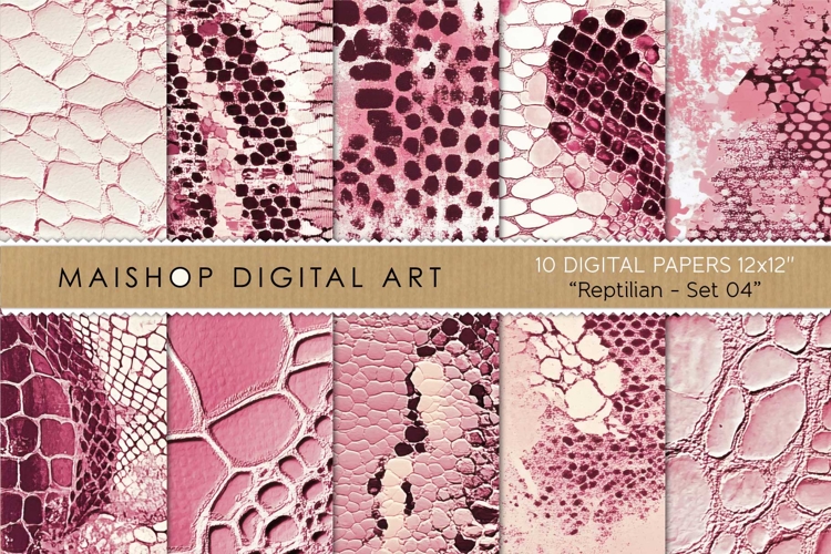 Seamless Reptile Skin Papers in Soft Pink Shades