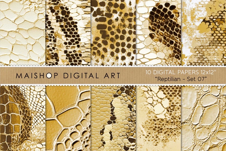 Mustard Yellow Reptile Seamless Digital Papers for Design