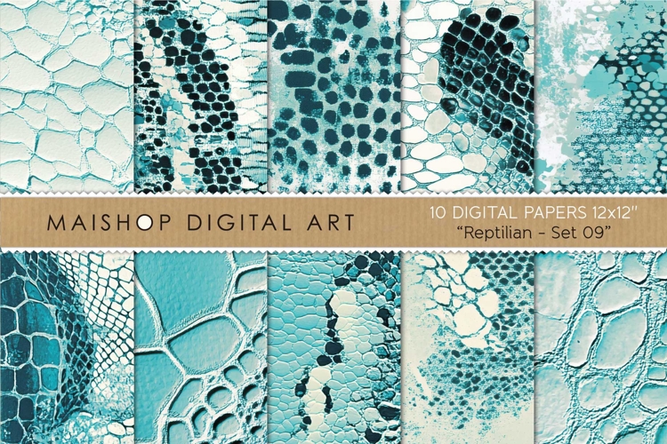 Turquoise Reptile Seamless Patterns Textured Pack