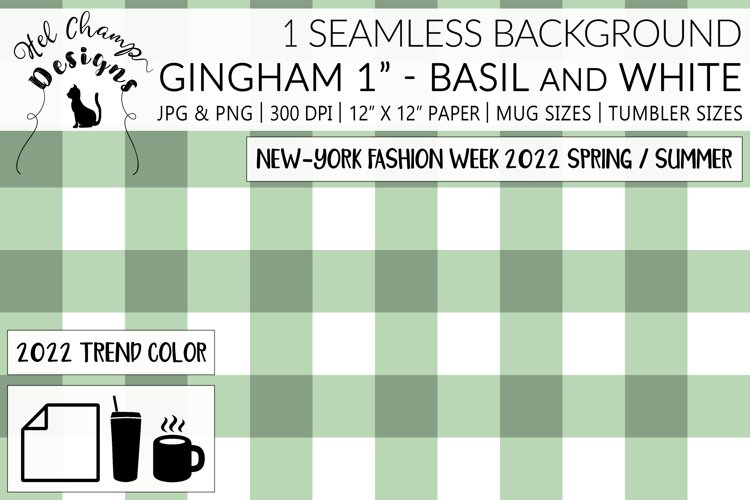 Gingham 1 inch Basil green & White | Patterns | Sublimation