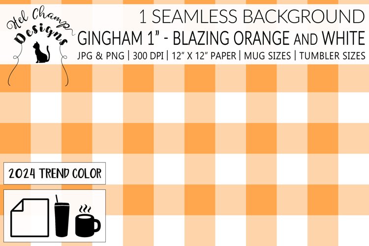 Digital paper scrapbooking origami blazing orange chessboard gingham square sublimation mugs tumblers