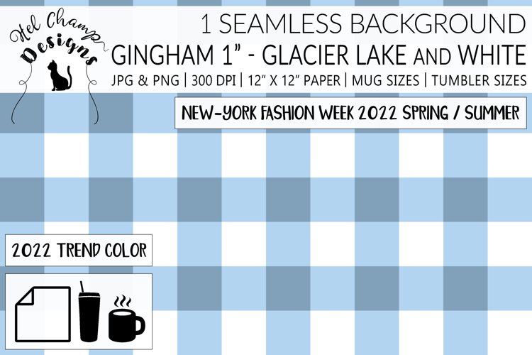 Gingham 1 inch Glacier Lake & White | Patterns | Sublimation