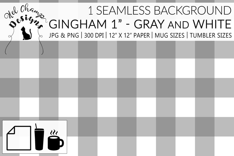 Gingham 1 inch Gray and White | Patterns |Sublimation