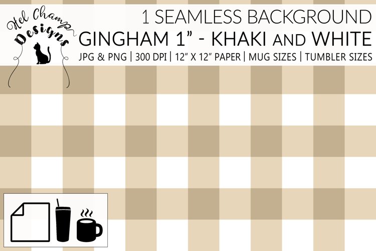 Gingham 1 inch Khaki and White | Patterns |Sublimation