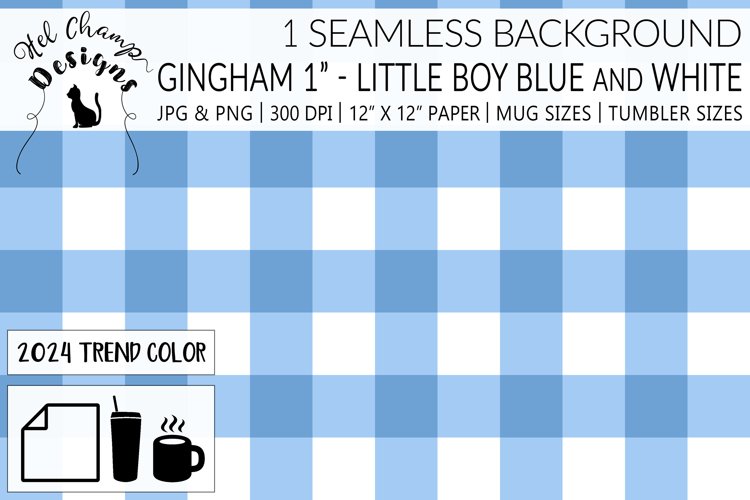 Gingham 1 inch Little Boy Blue & White | Patterns | Papers