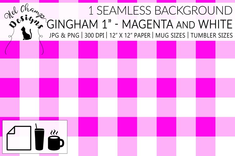 Gingham 1 inch Magenta and White | Patterns | Sublimation