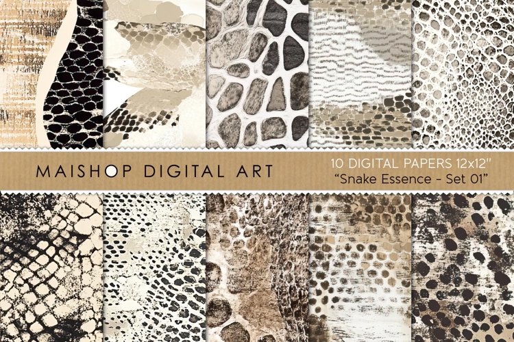 Neutral Snake Skin Seamless Patterns Set