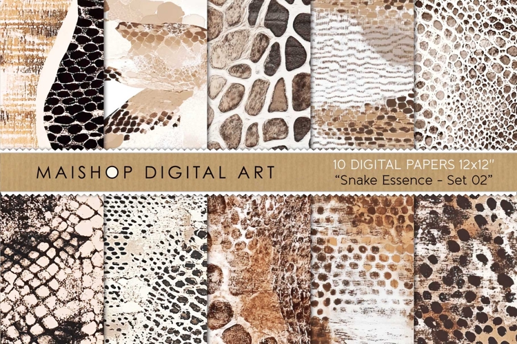 Neutral Snake Patterns Beige Tones Digital Paper Pack