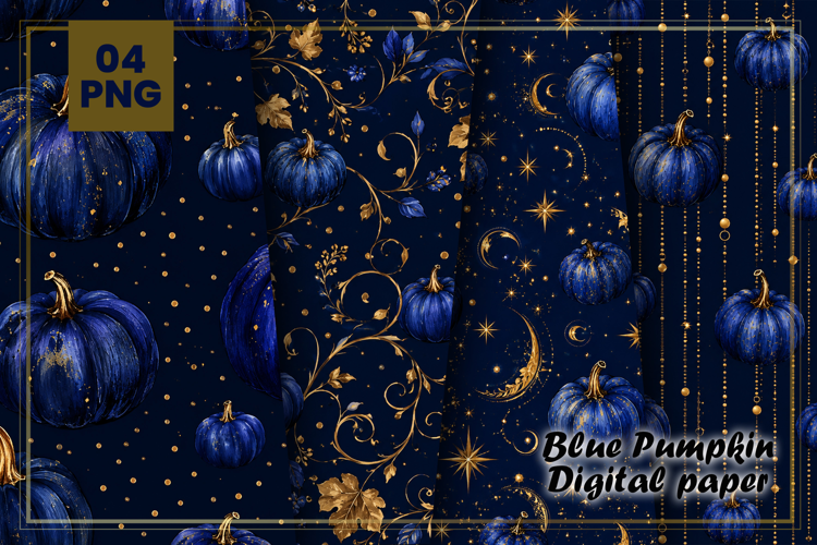 Blue Pumpkin Digital Paper