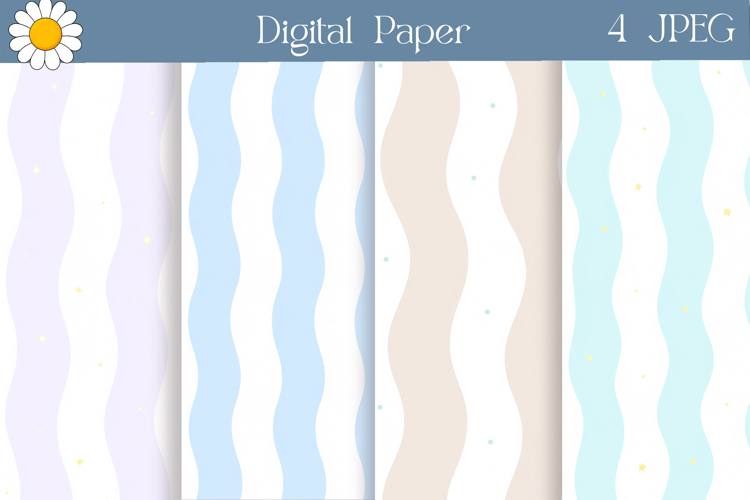 Pastel Wavy Stripes Digital Paper | Soft Background