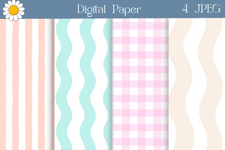Pastel Digital Paper | Wavy Plaid Backgrounds
