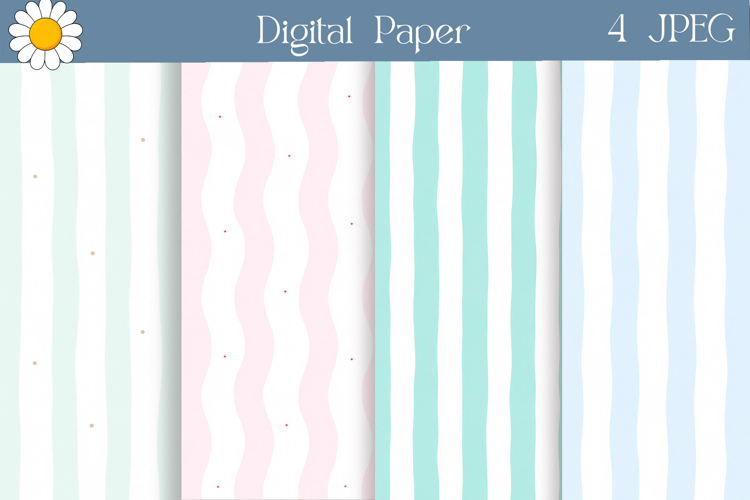 Pastel Wavy Digital Paper | Soft Stripe Backgrounds