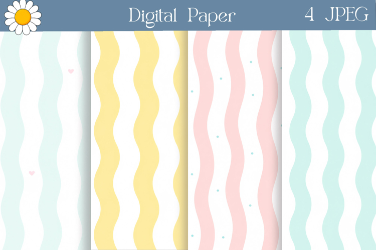 Pastel Wavy Digital Paper | Soft Nursery Backgrounds