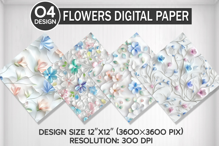 Flowers Seamless Digital Paper, Flowers Background