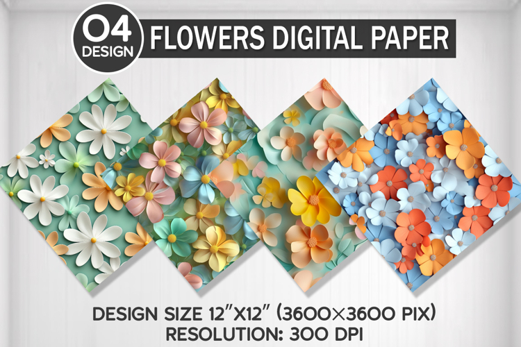 Flowers Seamless Digital Paper, Flowers Background