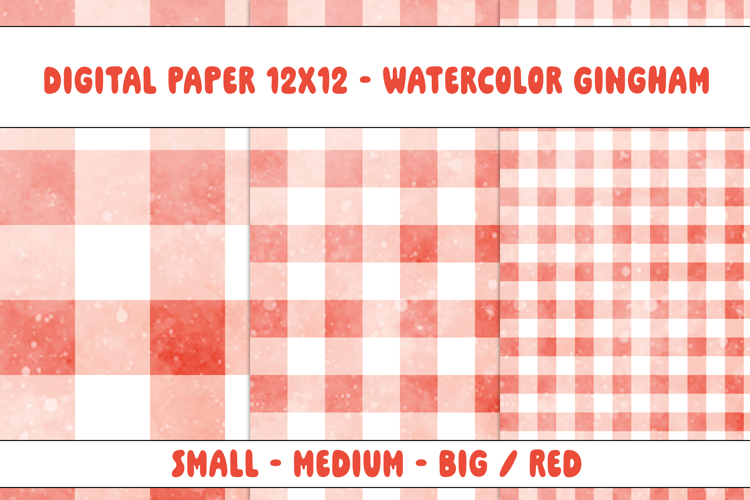 Gingham 1 Watercolor Red and White | Patterns | Sublimation