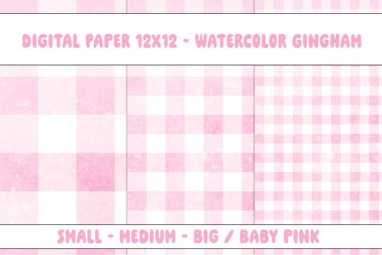 Gingham 1 Watercolor Baby Pink and White | Patterns | Papers