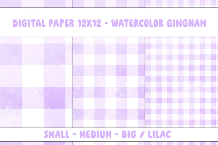 Gingham 1 Watercolor Lilac and White | Patterns | Papers example image 1