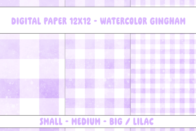 Gingham 1 Watercolor Lilac and White | Patterns | Papers