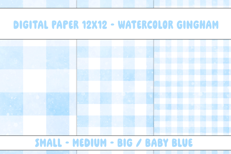 Gingham 1 Watercolor Baby Blue and White | Patterns | Papers