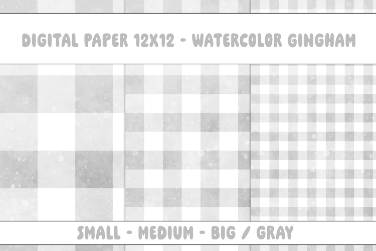 Gingham 1 Watercolor Gray and White | Patterns | Papers