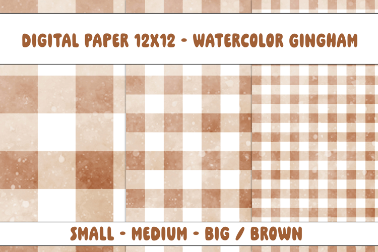 Gingham 1 Watercolor Brown and White | Patterns | Papers
