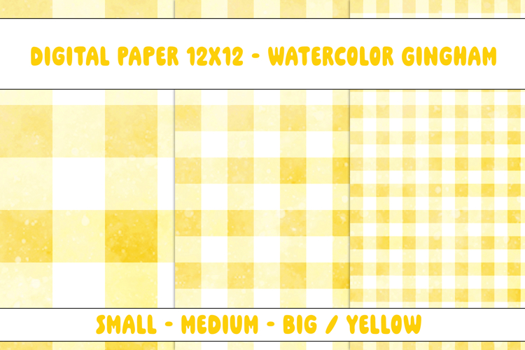 Gingham 1 Watercolor Yellow and White | Patterns | Papers