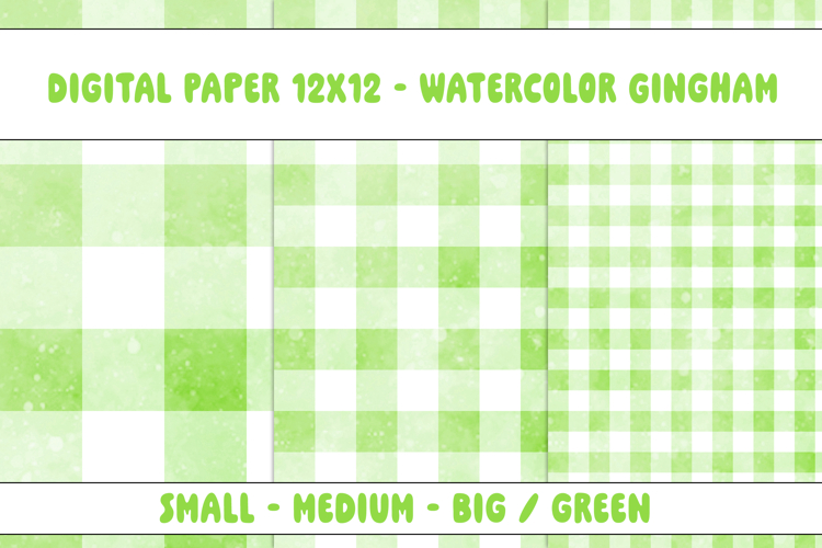 Gingham 1 Watercolor Green and White | Patterns | Papers