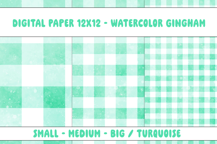 Gingham 1 Watercolor Turquoise and White | Patterns | Papers