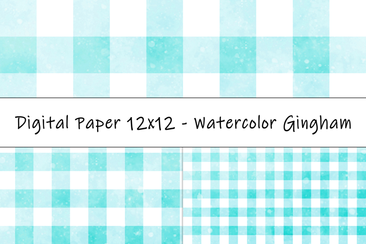 Gingham 1 Watercolor Teal and White | Patterns | Papers