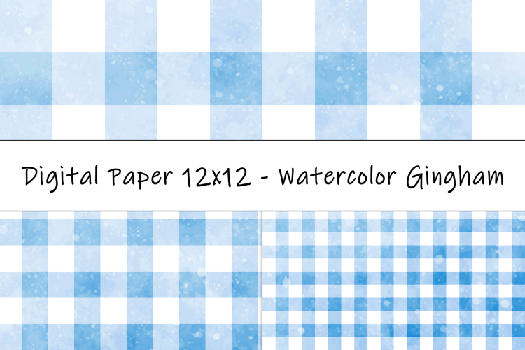 Gingham 1 Watercolor Blue and White | Patterns | Papers