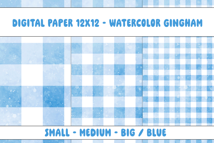 Gingham 1 Watercolor Blue and White | Patterns | Papers