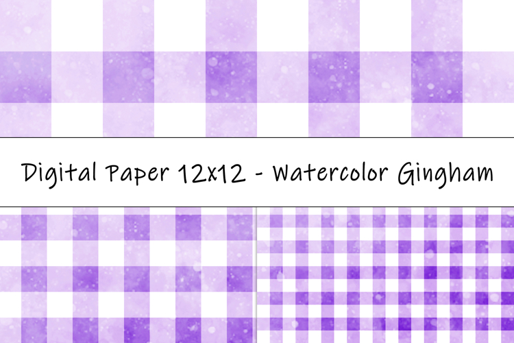 Gingham 1 Watercolor Purple and White | Patterns | Papers