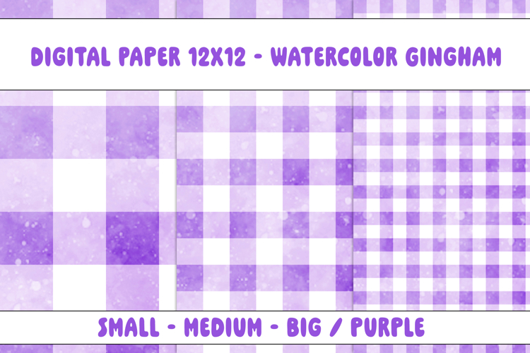 Gingham 1 Watercolor Purple and White | Patterns | Papers