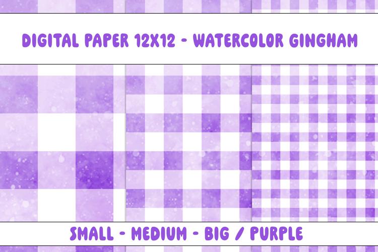 Gingham 1 Watercolor Purple and White | Patterns | Papers