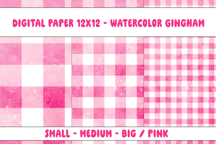 Gingham 1 Watercolor Pink and White | Patterns | Papers