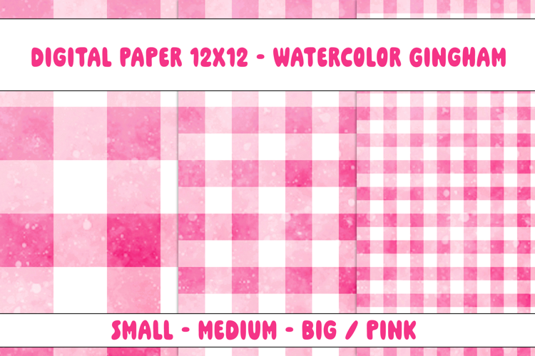 Gingham 1 Watercolor Pink and White | Patterns | Papers