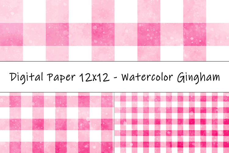 Gingham 1 Watercolor Pink and White | Patterns | Papers