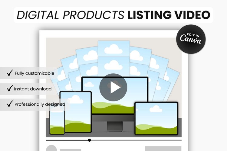 Digital Products Bundle Listing Video Template Canva