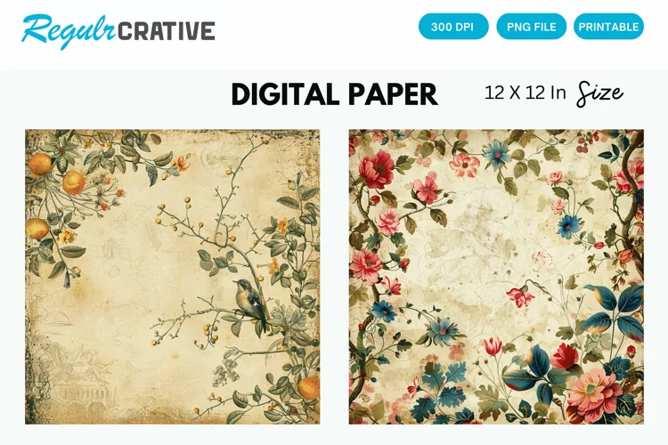 Vintage Seamless Digital Paper, Vintage Pattern Background