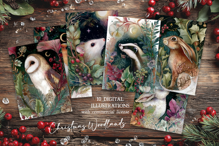 Christmas Woodland Animals Postcard Set