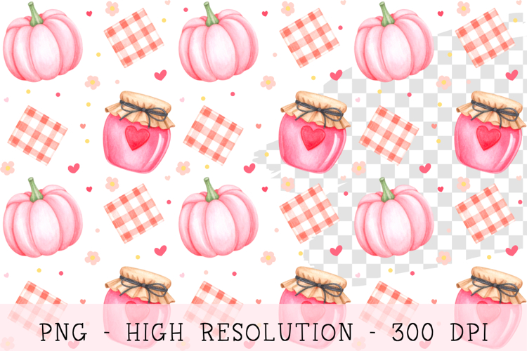 Pink Pumpkin Jam Pattern, Fall Harvest Cottagecore Aesthetic