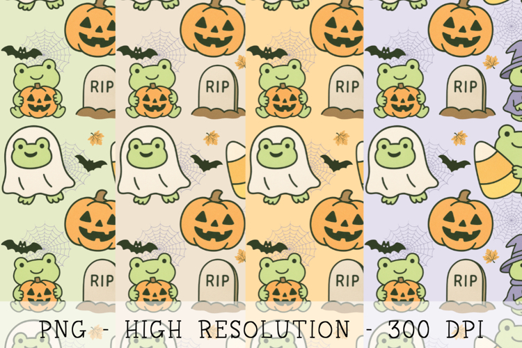 Spooky Ghost Frogs Seamless Pattern