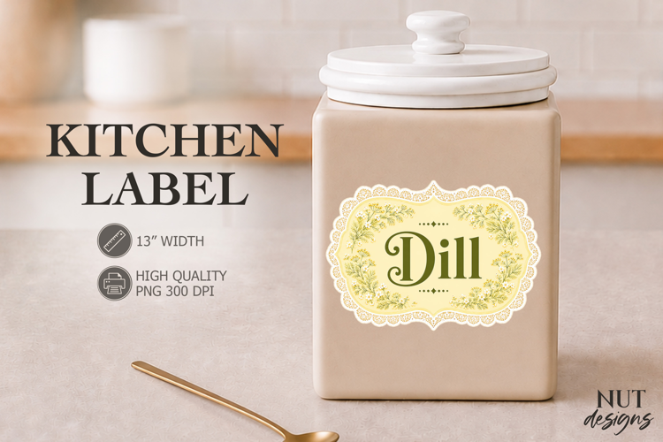 Vintage Floral Dill Kitchen Label Pantry Label