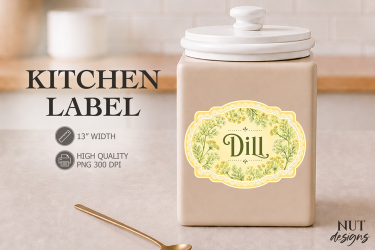 Vintage Floral Dill Kitchen Label Pantry Label