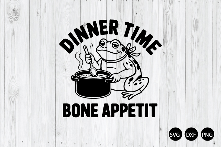 Dinner Time Bone Appetit SVG, Funny Frog SVG
