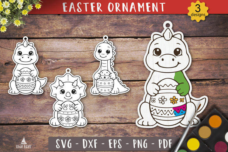 Dino Easter Ornament SVG Painting Toy