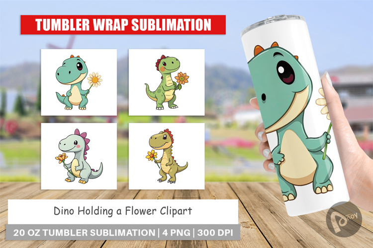 Tumbler Dino with Flower